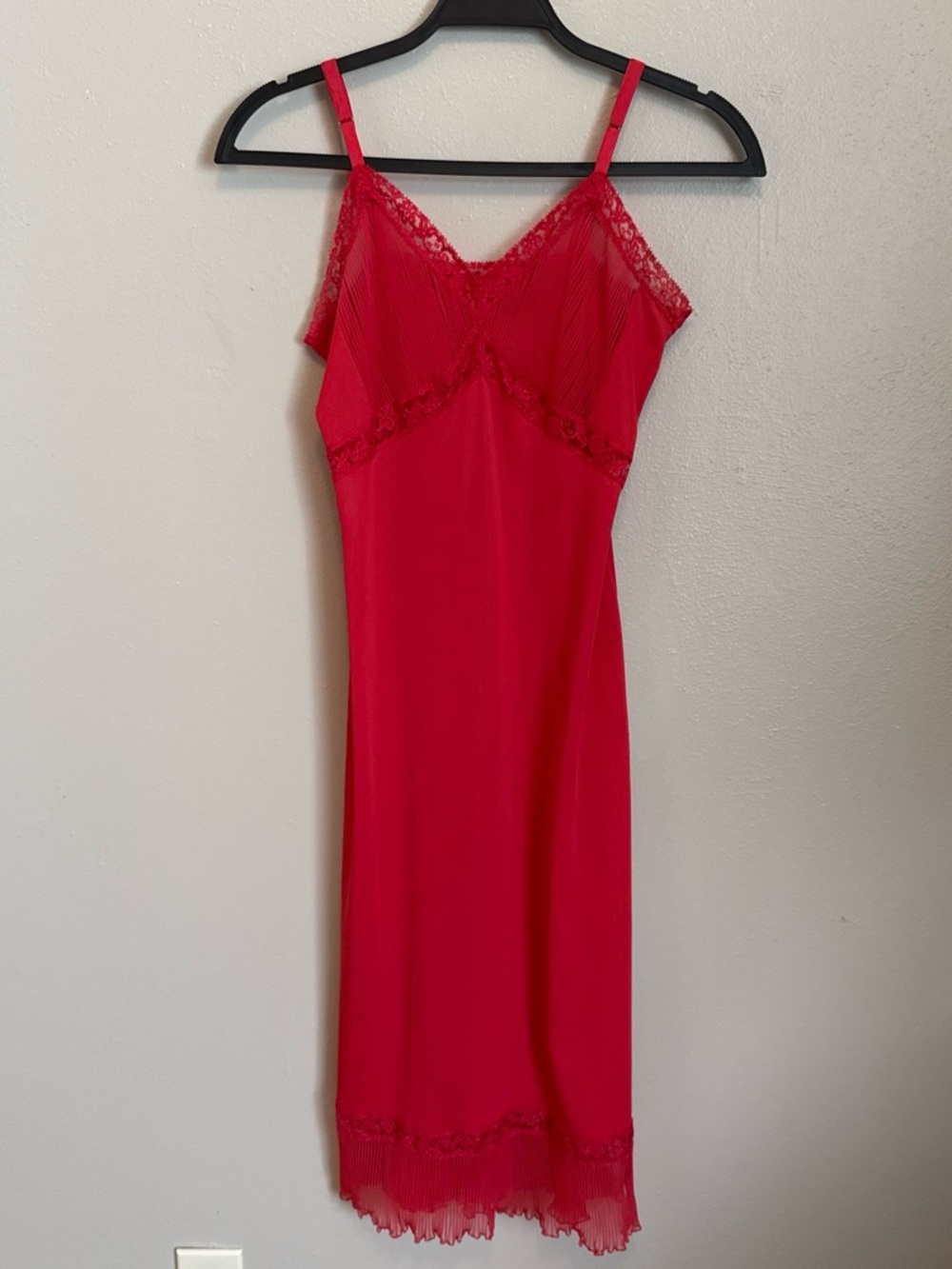 Vintage Vanity Fair Red Lace-Trim Slip